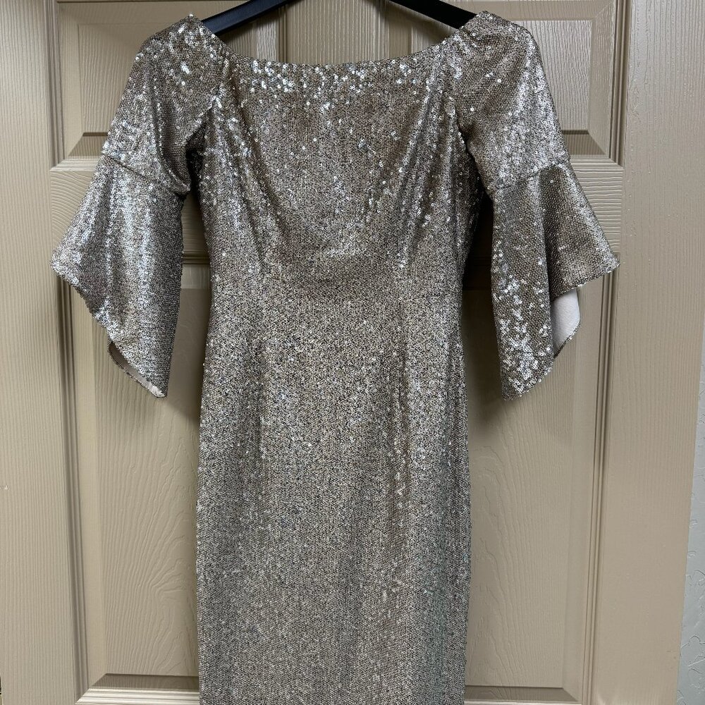 Pewter Sequin Cocktail Dress